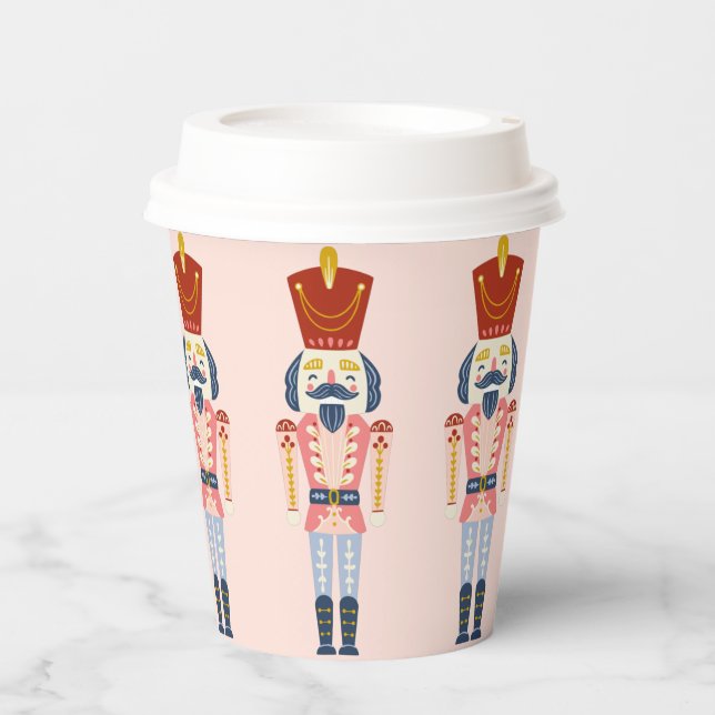Fest rosa Holiday Nutcracker Papier Becher (Vorderseite)