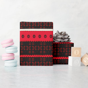 Fest schwarze und rote Umschlagpapier Geschenkpapier