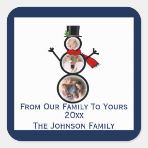 Fest Snowman Foto Frame Template Quadratischer Aufkleber