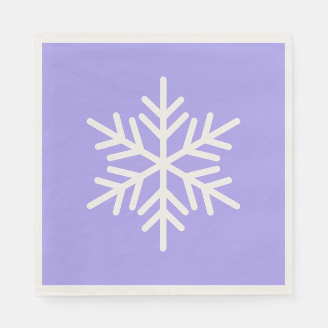 Fest Spaß Weißer Alpin Schneeflocken Lila Serviette (Vorderseite)
