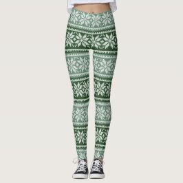 Fest und gemütlich Grün/Weiß Schneeflocken Sweater Leggings