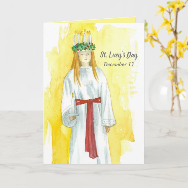Fest von Saint Lucy 13. Dezember Christlich Karte (Gelbe Blume)