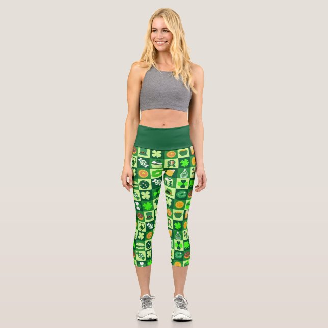Fest von Saint Patrick Pattern Capri Leggings (Vorderseite)