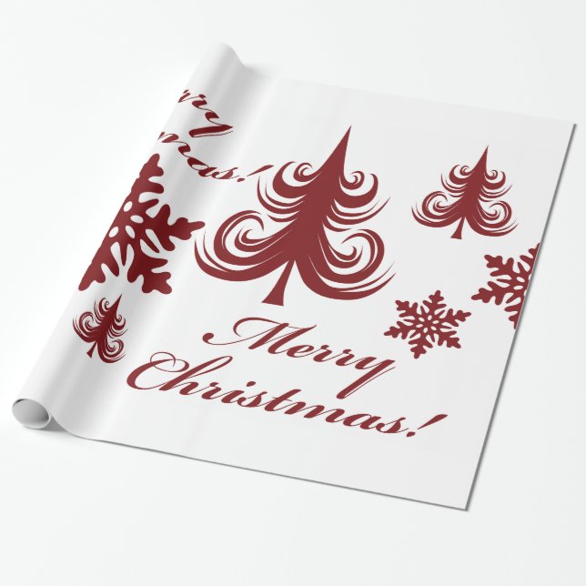 Fest Weihnachtsbaum Schneeflocken Geschenk Wrap Geschenkpapier (Ungerollt)