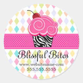 Fest Whimsical Cherry Cupcake Bäckerei Box Siegel Runder Aufkleber