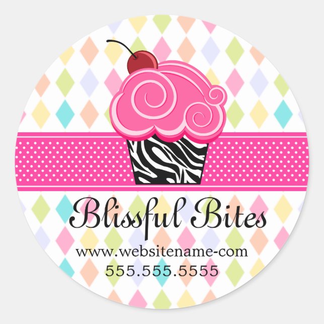 Fest Whimsical Cherry Cupcake Bäckerei Box Siegel Runder Aufkleber (Vorderseite)