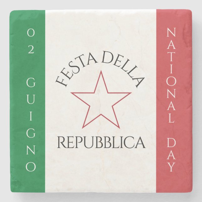 Festa della Repubblica - Nationalfeiertag Italiens Steinuntersetzer (Vorderseite)