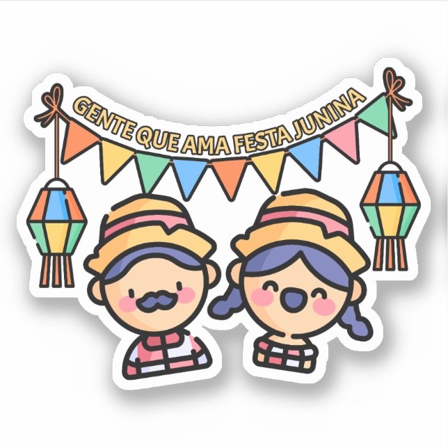 Festa Junina Bauern Aufkleber (Vorderseite)