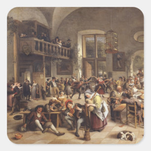 Feste im Gasthof Quadratischer Aufkleber