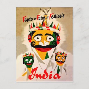 Feste in Indien, Vintage-Reiseposter Postkarte
