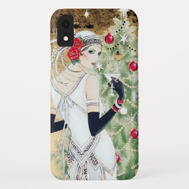 Feste Kunst Deko Retro Weihnachtsfrau Case-Mate iPhone Hülle (Rückseite)