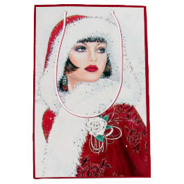 Feste Kunst Deko Retro Weihnachtsfrau Mittlere Geschenktüte