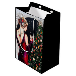 Feste Kunst Deko Retro Weihnachtsfrau Mittlere Geschenktüte