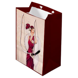 Feste Kunst Deko Retro Weihnachtsfrau Mittlere Geschenktüte