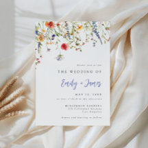 Feste Minimal-Wildblumen-Hochzeitseinladung