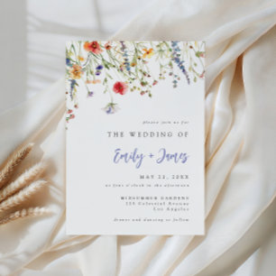Feste Minimal-Wildblumen-Hochzeitseinladung Einladung