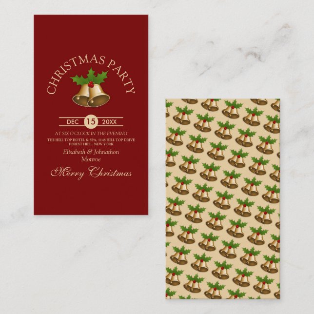 Feste Mistletoe Bells Weihnachts-Party Ticket Begleitkarte (Vorne/Hinten)