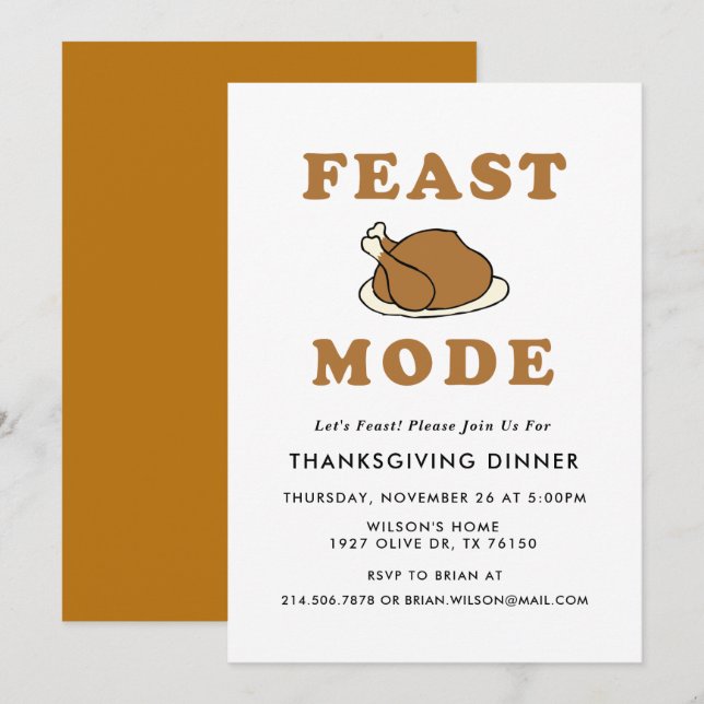 Feste Mode Erntedank Abendessen Party Einladung (Vorne/Hinten)