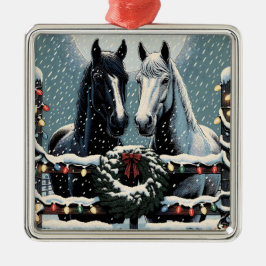 Feste Pferde | Frohe Weihnachten Ornament Aus Metall