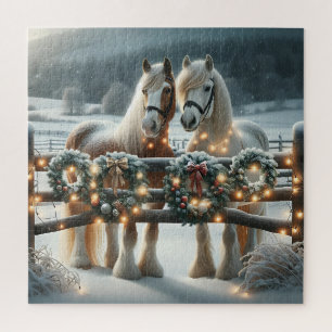 Feste Pferde und Weihnachtslicht