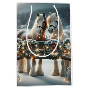 Feste Pferde und Weihnachtslicht Mittlere Geschenktüte