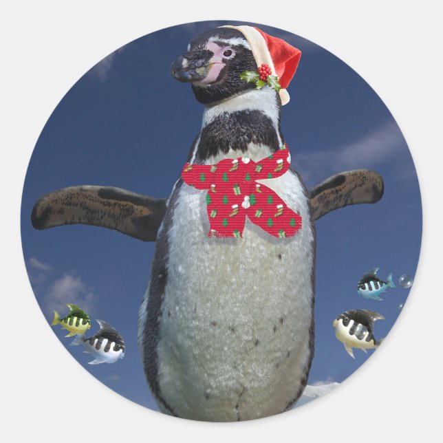 Feste Pinguinsticker Runder Aufkleber (Vorderseite)