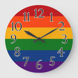 Feste Regenbogen-Stolz-Flagge Große Wanduhr