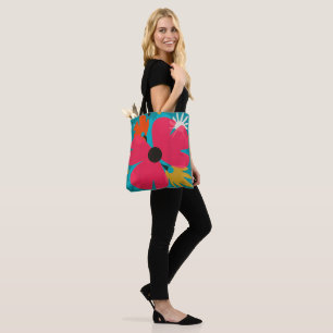 Feste rosa Pop Blumen Kunst Tragetasche Tasche