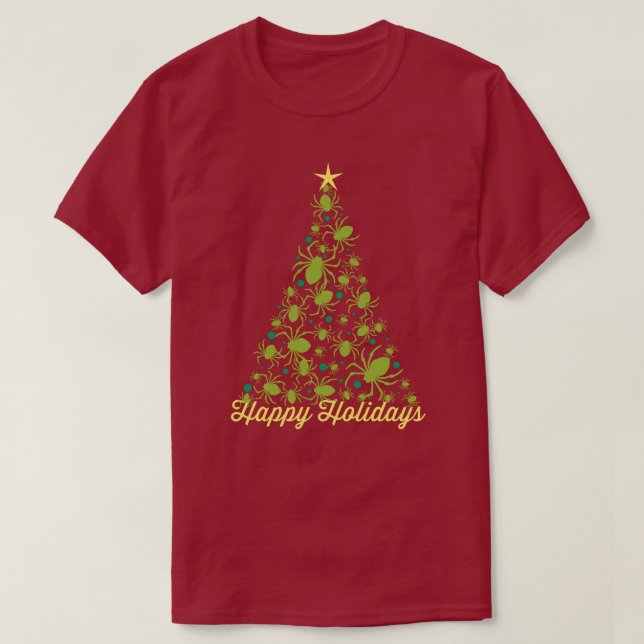 Feste Spinne Holiday Tree T-Shirt (Design vorne)
