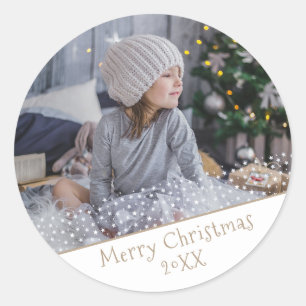 Feste Sterne Familien Foto Weihnachtsfeiertag Runder Aufkleber
