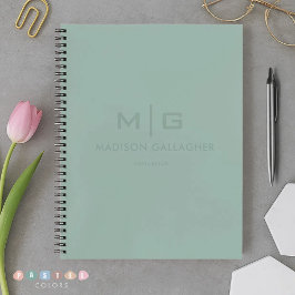 Feste weiche Licht Pastell-Salbei-Moos-Grün-Farbe Notizbuch