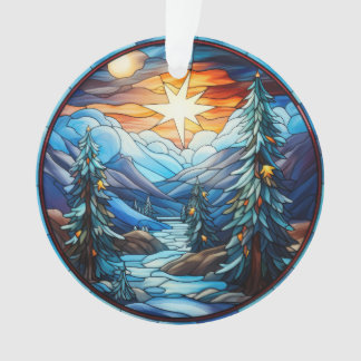 Feste Weihnachtslandschaft aus Glas Ornament