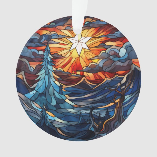 Feste Weihnachtslandschaft aus Glas Ornament (Vorderseite)