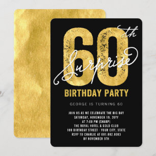 Festeinladung zum 60. Geburtstag mit goldener Foli Einladung
