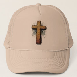 Fester hölzerner christlicher Kreuz-Trucker-Hut Truckerkappe