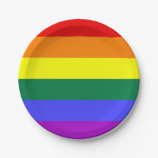 Fester Regenbogen-Streifen-Papier-Teller Pappteller