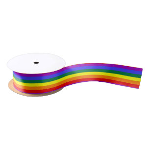 Fester Regenbogen Stripes Band Satinband