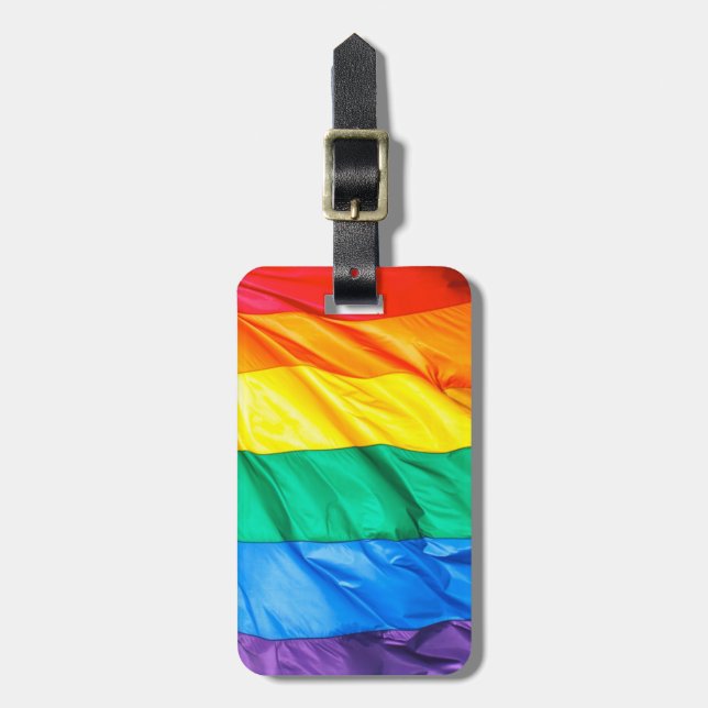 Fester Stolz - Gay Pride-Flaggen-Nahaufnahme Gepäckanhänger (Vorderseite vertikal)