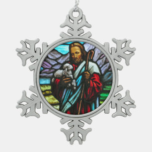 Festes Bild von Jesus Weihnachtsschmuck Schneeflocken Zinn-Ornament