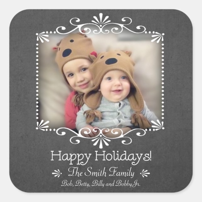 Festes Chalkboard Stil Custom Foto Quadratischer Aufkleber (Vorderseite)