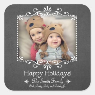 Festes Chalkboard Stil Custom Foto Quadratischer Aufkleber