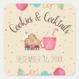 Festes Cookie Exchange Cocktail Party Thema Quadratischer Aufkleber