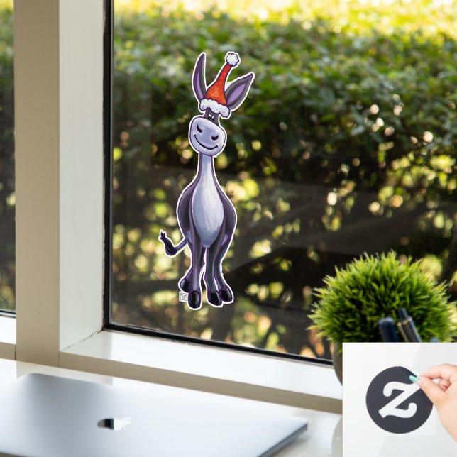 Festes Donkey Weihnachtsfenster Fensteraufkleber (Büro)