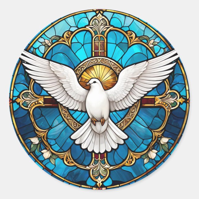 festes Glas der Christlichen Heiligen Taube Runder Aufkleber (Vorderseite)