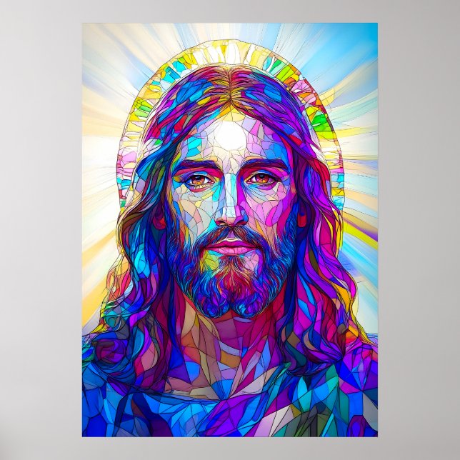 Festes Glas Jesus Christus Portrait Poster (Vorne)
