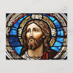 Festes Glas Jesus Christus Portrait Postkarte