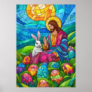 Festes Glas Jesus Ostern Mauer Kunst Poster