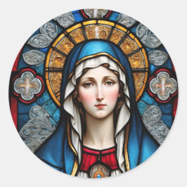 Festes Glas Jungfrau Mary Christlich katholisch Runder Aufkleber