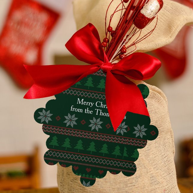 Festes Grün Ugge Weihnachts Sweater Party Custom Ornament Karte (Von Creator hochgeladen)