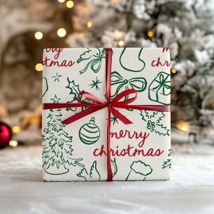 Festes handgezeichnetes Weihnachtswackelpapier Geschenkpapier
